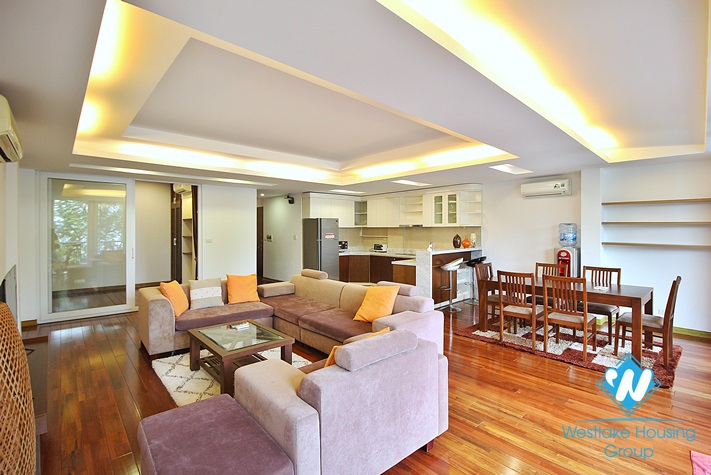 Lake view three bedrooms apartment for rent in Quang Khanh st, Tay Ho